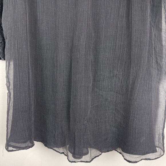 ECI New York Womens Top Sz 14 Black Silk lace Whimsygoth Witchy Fairy Grunge - Picture 4 of 9